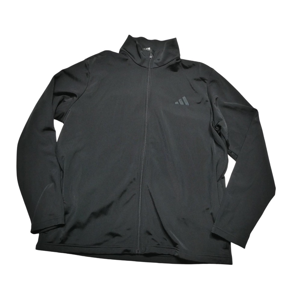 Adidas Track Jacket Mens XL Black Full Zip Lightweight Athletic Training
